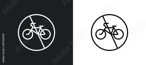 no bicycle line icon in white and black colors. no bicycle flat vector icon from no bicycle collection for web, mobile apps and ui.