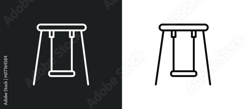swing toy line icon in white and black colors. swing toy flat vector icon from swing toy collection for web, mobile apps and ui.