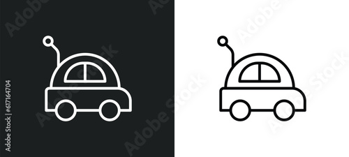 car toy line icon in white and black colors. car toy flat vector icon from car toy collection for web, mobile apps and ui.