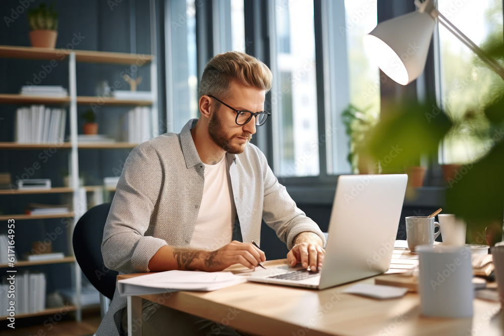 working behind your laptop ai generated working behind your laptop ai generated