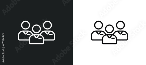 employees line icon in white and black colors. employees flat vector icon from employees collection for web, mobile apps and ui.