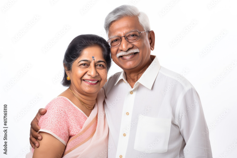 Happy couple in front of a white background ai generated Happy couple in front of a white background ai generated