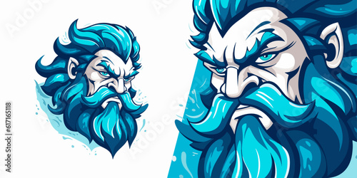 Ride the Wave of Victory: God Poseidon Logo for Sport and E-Sport Teams