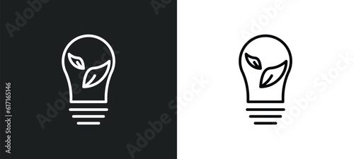 ecologic bulb line icon in white and black colors. ecologic bulb flat vector icon from ecologic bulb collection for web, mobile apps and ui.