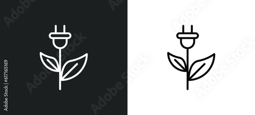 ecologic electricity line icon in white and black colors. ecologic electricity flat vector icon from ecologic electricity collection for web, mobile apps and ui.