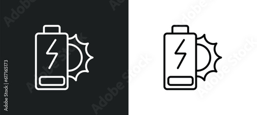 solar battery line icon in white and black colors. solar battery flat vector icon from solar battery collection for web, mobile apps and ui.
