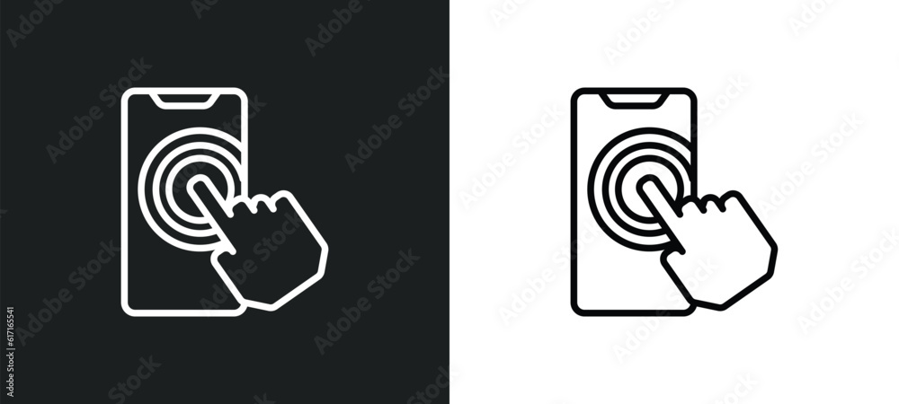 touchscreen line icon in white and black colors. touchscreen flat vector icon from touchscreen collection for web, mobile apps and ui. touchscreen line icon in white and black colors. touchscreen flat vector icon from touchscreen collection for web, mobile apps and ui.