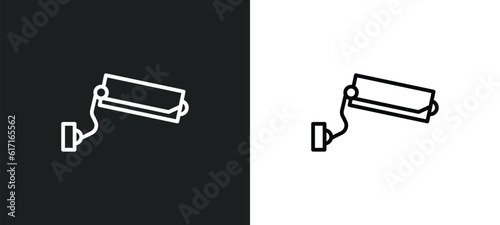surveillance camera line icon in white and black colors. surveillance camera flat vector icon from surveillance camera collection for web, mobile apps and ui.