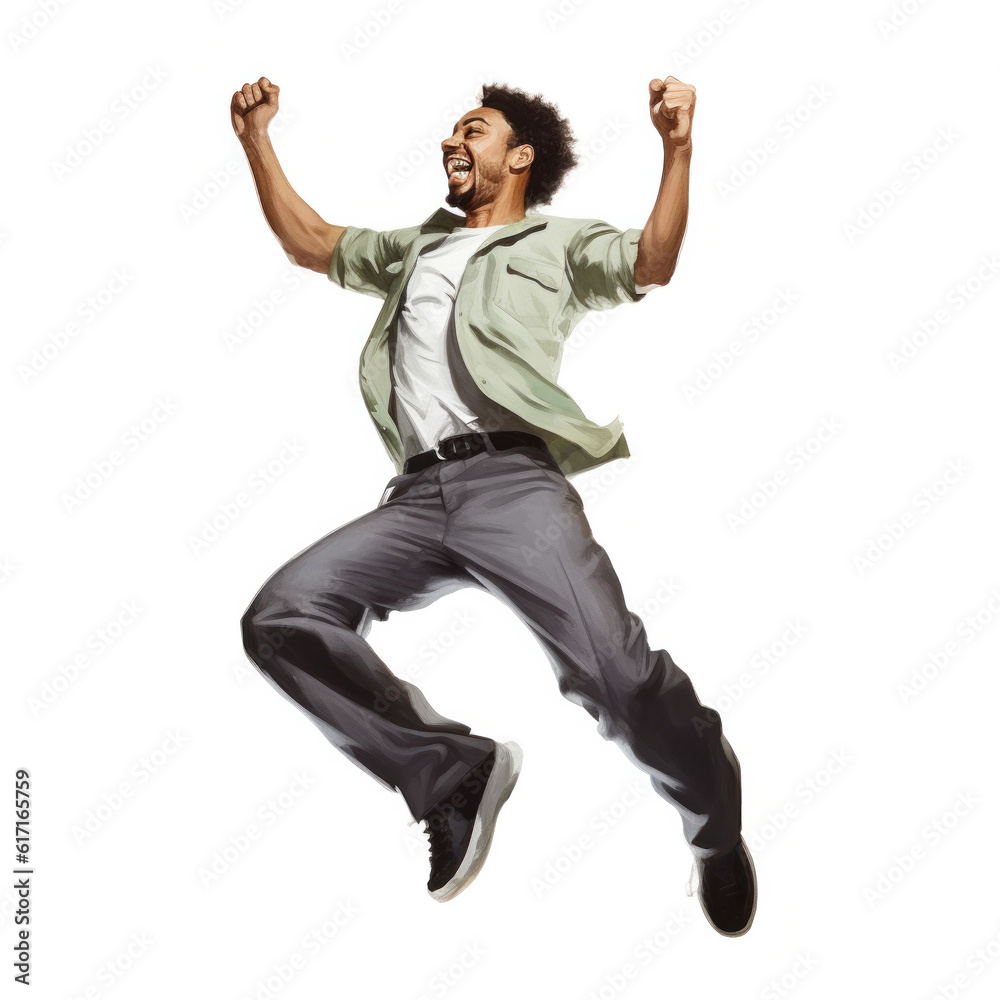 Happy man jumping ai generated Happy man jumping ai generated