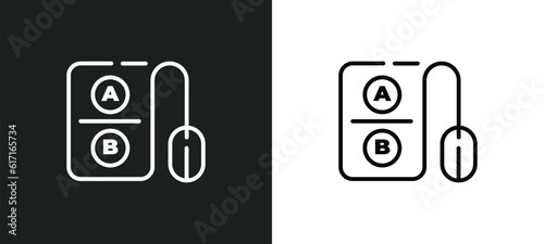 a/b testing line icon in white and black colors. a/b testing flat vector icon from a/b testing collection for web, mobile apps and ui.