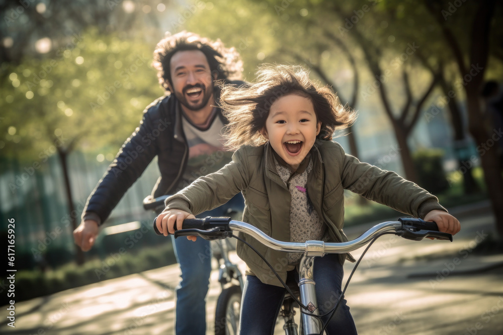 Obraz premium Learn how to drive a bicycle ai generated