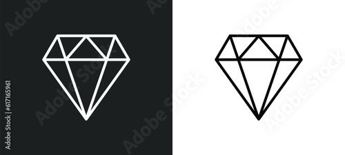 gem line icon in white and black colors. gem flat vector icon from gem collection for web, mobile apps and ui.