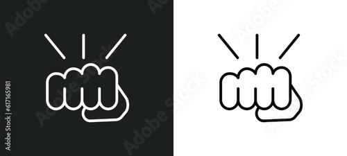 Photographie punch line icon in white and black colors