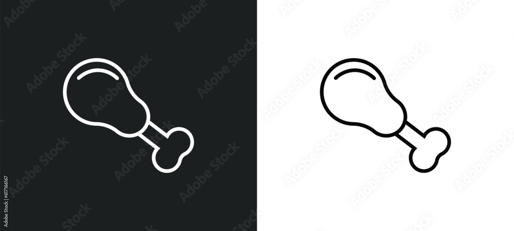 chicken leg line icon in white and black colors. chicken leg flat vector icon from chicken leg collection for web, mobile apps and ui. chicken leg line icon in white and black colors. chicken leg flat vector icon from chicken leg collection for web, mobile apps and ui.