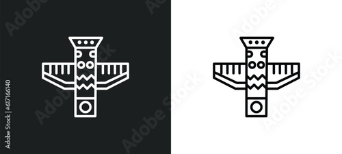 totem line icon in white and black colors. totem flat vector icon from totem collection for web, mobile apps and ui.