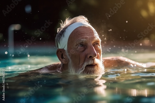 Person swimming outside ai generated