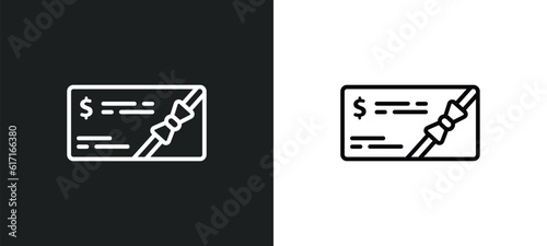 gift voucher line icon in white and black colors. gift voucher flat vector icon from gift voucher collection for web, mobile apps and ui.