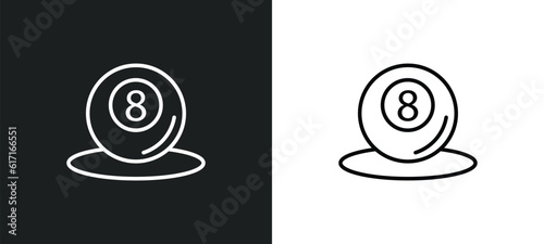 pool ball line icon in white and black colors. pool ball flat vector icon from pool ball collection for web, mobile apps and ui.