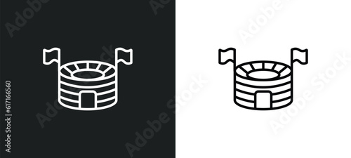 estadio line icon in white and black colors. estadio flat vector icon from estadio collection for web, mobile apps and ui.