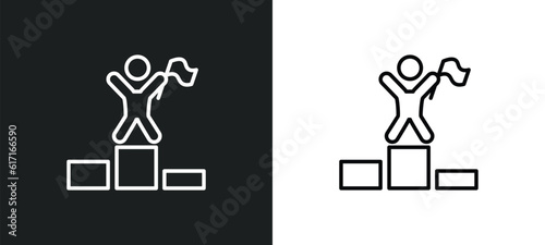 number one athlete line icon in white and black colors. number one athlete flat vector icon from number one athlete collection for web, mobile apps and ui.
