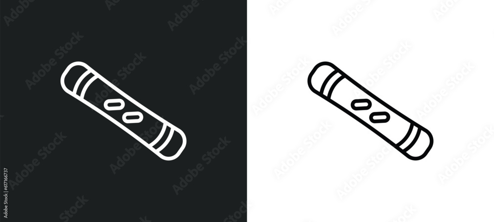 snowboard line icon in white and black colors. snowboard flat vector icon from snowboard collection for web, mobile apps and ui.