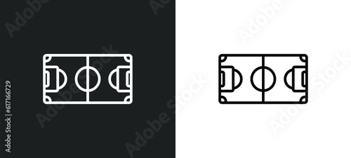 soccer field line icon in white and black colors. soccer field flat vector icon from soccer field collection for web, mobile apps and ui.