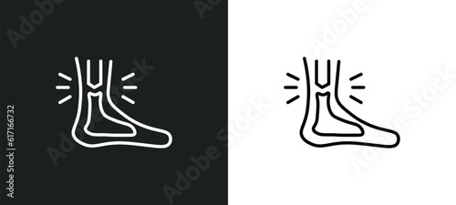 sprained ankle line icon in white and black colors. sprained ankle flat vector icon from sprained ankle collection for web  mobile apps and ui.