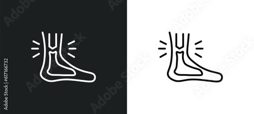 sprained ankle line icon in white and black colors. sprained ankle flat vector icon from sprained ankle collection for web, mobile apps and ui.