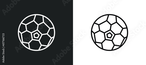 soccer ball line icon in white and black colors. soccer ball flat vector icon from soccer ball collection for web, mobile apps and ui.
