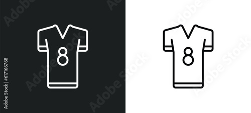 football jersey line icon in white and black colors. football jersey flat vector icon from football jersey collection for web, mobile apps and ui.