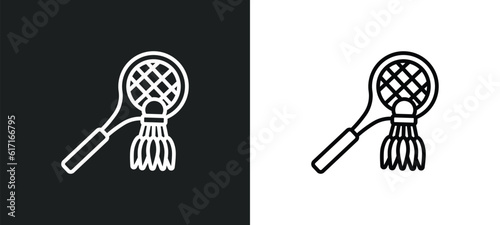 badminton line icon in white and black colors. badminton flat vector icon from badminton collection for web, mobile apps and ui.