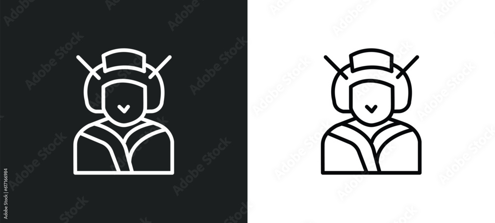 geisha line icon in white and black colors. geisha flat vector icon from geisha collection for web, mobile apps and ui. geisha line icon in white and black colors. geisha flat vector icon from geisha collection for web, mobile apps and ui.