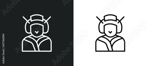 geisha line icon in white and black colors. geisha flat vector icon from geisha collection for web, mobile apps and ui.