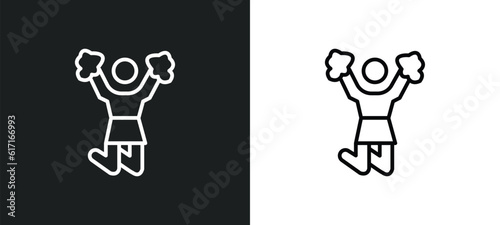 cheerleader line icon in white and black colors. cheerleader flat vector icon from cheerleader collection for web, mobile apps and ui.