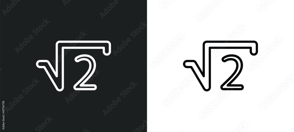 square root line icon in white and black colors. square root flat vector icon from square root collection for web, mobile apps and ui.