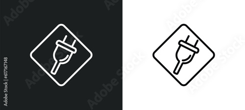 plug line icon in white and black colors. plug flat vector icon from plug collection for web, mobile apps and ui.
