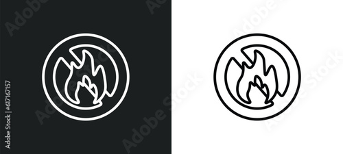 no fire allowed line icon in white and black colors. no fire allowed flat vector icon from no fire allowed collection for web, mobile apps and ui.