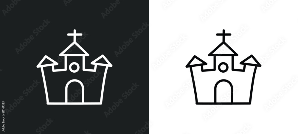 christian church line icon in white and black colors. christian church flat vector icon from christian church collection for web, mobile apps and ui. christian church line icon in white and black colors. christian church flat vector icon from christian church collection for web, mobile apps and ui.