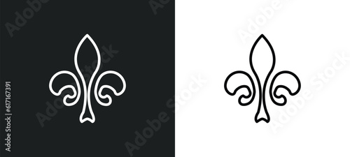 fleur de lis line icon in white and black colors. fleur de lis flat vector icon from fleur de lis collection for web, mobile apps and ui. photo