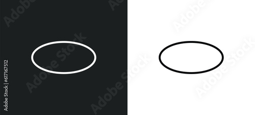 elliptic line icon in white and black colors. elliptic flat vector icon from elliptic collection for web, mobile apps and ui.