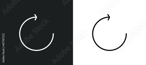 rotate circle line icon in white and black colors. rotate circle flat vector icon from rotate circle collection for web, mobile apps and ui.