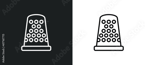 sewing thimble line icon in white and black colors. sewing thimble flat vector icon from sewing thimble collection for web, mobile apps and ui.