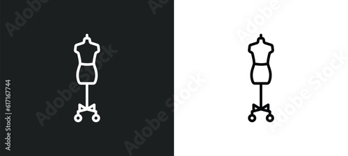 mannequin line icon in white and black colors. mannequin flat vector icon from mannequin collection for web, mobile apps and ui.