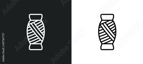 thread line icon in white and black colors. thread flat vector icon from thread collection for web, mobile apps and ui.