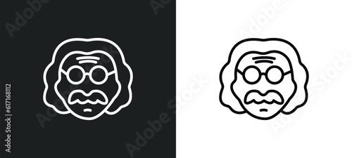 Photo einstein line icon in white and black colors