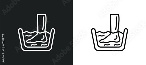 foot bath line icon in white and black colors. foot bath flat vector icon from foot bath collection for web, mobile apps and ui.