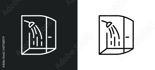 dousing shower line icon in white and black colors. dousing shower flat vector icon from dousing shower collection for web, mobile apps and ui.