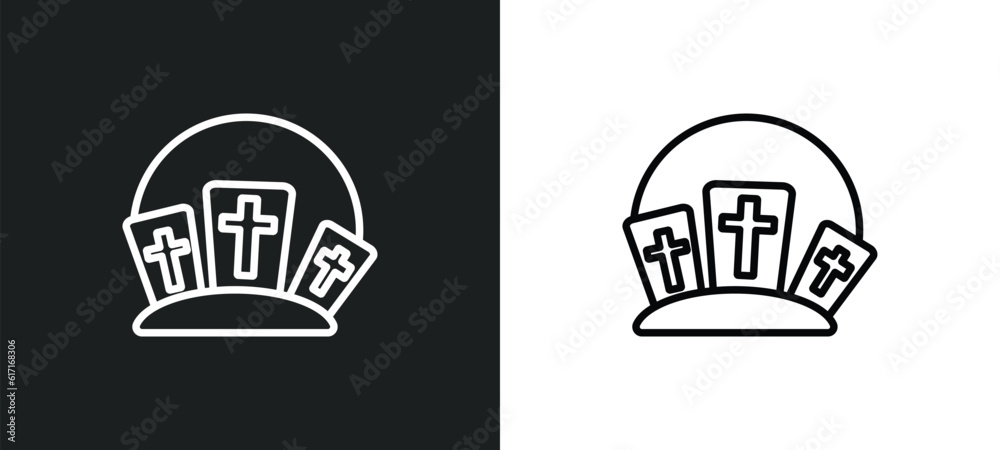 calvary line icon in white and black colors. calvary flat vector icon from calvary collection for web, mobile apps and ui.