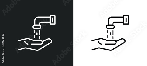 islamic wudu line icon in white and black colors. islamic wudu flat vector icon from islamic wudu collection for web  mobile apps and ui.