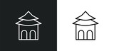 shrine line icon in white and black colors. shrine flat vector icon from shrine collection for web, mobile apps and ui.
